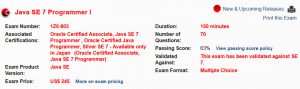 1Z0-803 exam details